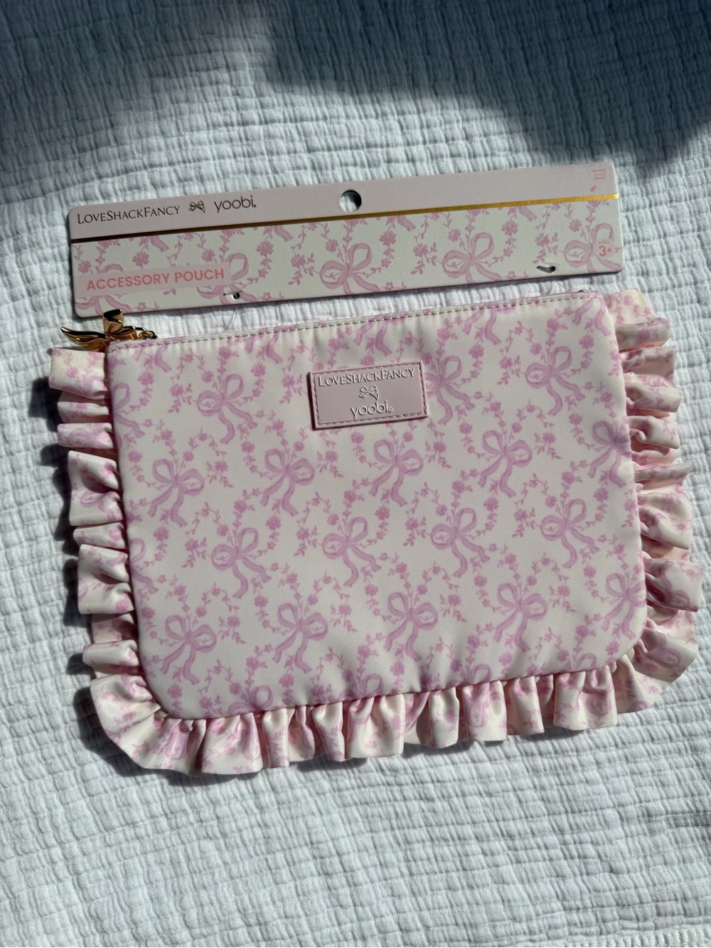 NWT LoveShackFancy x Yoobi Ruffled Pencil Pouch